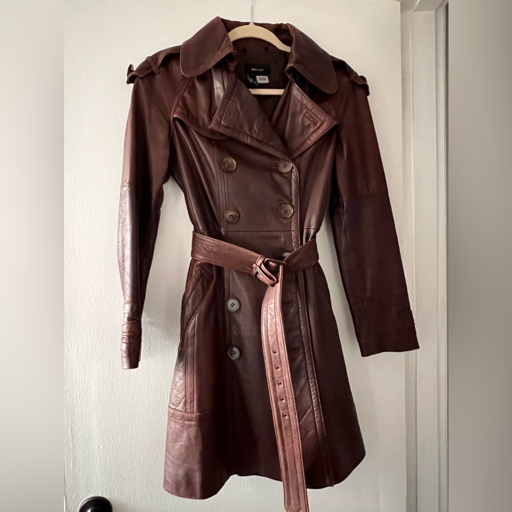 Mango Genuine Leather Trench Coat